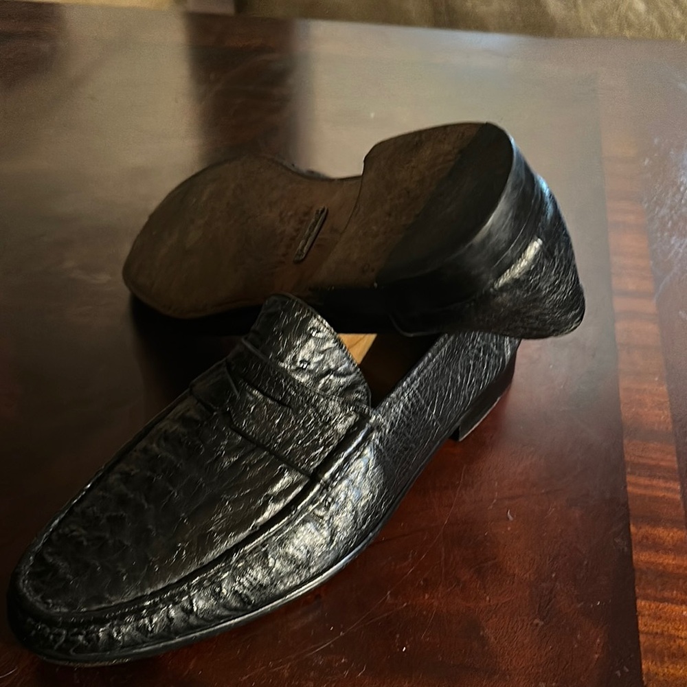 Classic Black Men's Genuine Ostrich Loafer - Picture 9 of 9